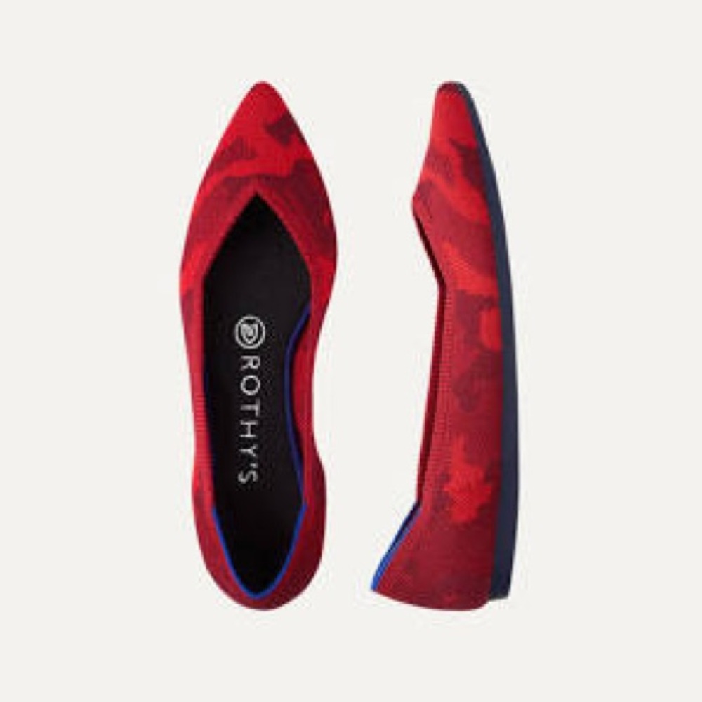 Rothy's The Point Pattern Red Camo Limited Edition Flats Shoes Retired